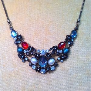 Kiss Me Statement Ruby Pearl and Rhinestone Necklace